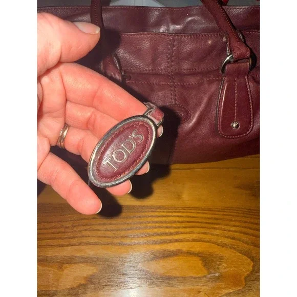 Tods Burgundy Leather Satchel Handbag Made in Italy Oxblood Tote Bag